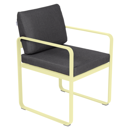 Fermob Bellevie dining armchair tuinstoel Frosted lemon - Graphite