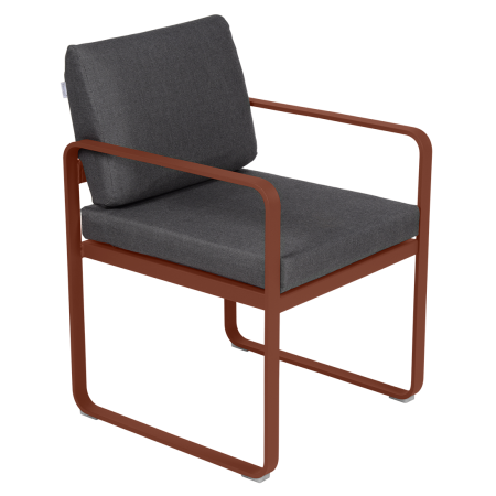 Fermob Bellevie dining armchair tuinstoel Red ochre - Graphite
