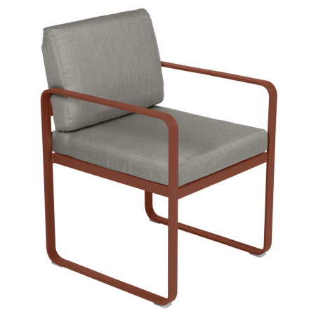 Fermob Bellevie dining armchair tuinstoel Red ochre - Grey taupe