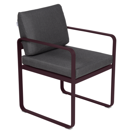 Fermob Bellevie dining armchair tuinstoel Black cherry - Graphite