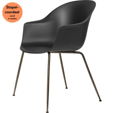 Gubi Bat eetkamerstoel antique brass Black