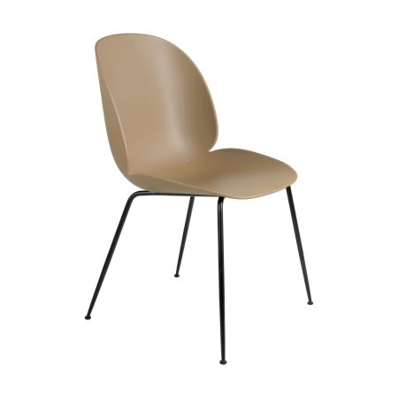 Gubi Beetle eetkamerstoel zwart staal Pebble Brown