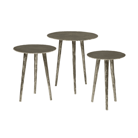 RENEW Bijzettafel 'Liam' Set van 3 stuks, kleur Zilver