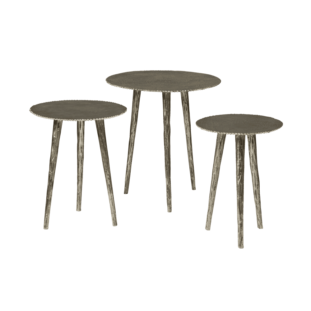 RENEW Bijzettafel 'Liam' Set van 3 stuks, kleur Zilver