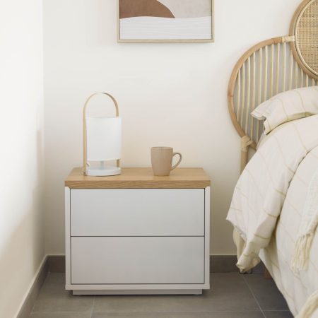 Kave Home Nachtkastje 'Abilen' Eiken, 53 x 44cm, kleur Wit