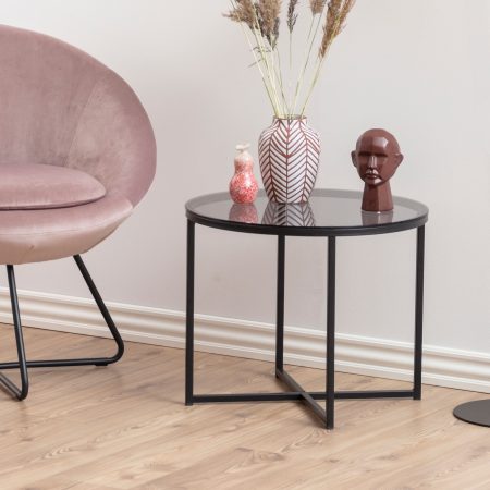 Bendt Bijzettafel 'Lykke' 55cm, met glazen blad