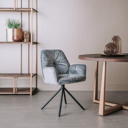 Tower Living Eetkamerstoel 'Palma' met armleuning, kleur Grijs