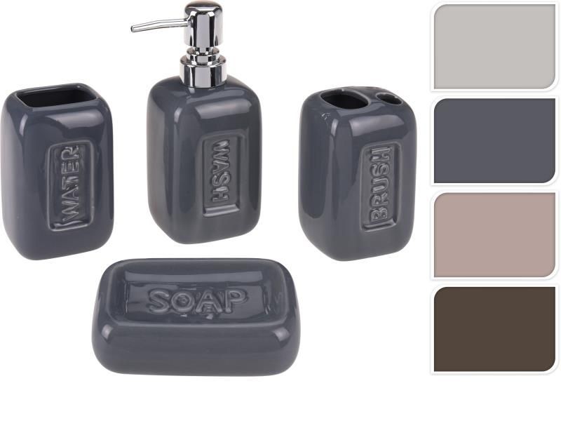 Badkamerset 4-delig aardewerk