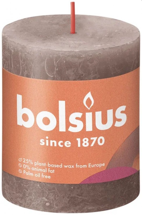 Bolsius Kaars 80X68mm Taupe Rustiek
