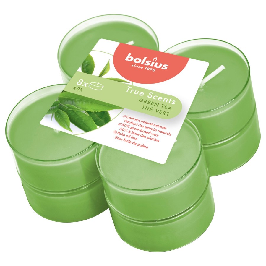 Bolsius Maxilichten True Scents Green Tea 8 Stuks 8 uur