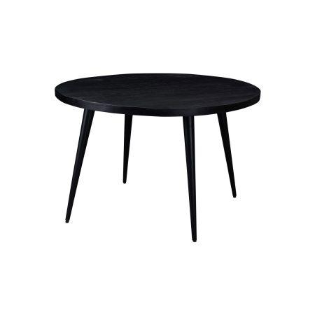Livingfurn Ronde Eettafel 'Justin Kala' Mangohout en staal, 120cm, kleur zwart