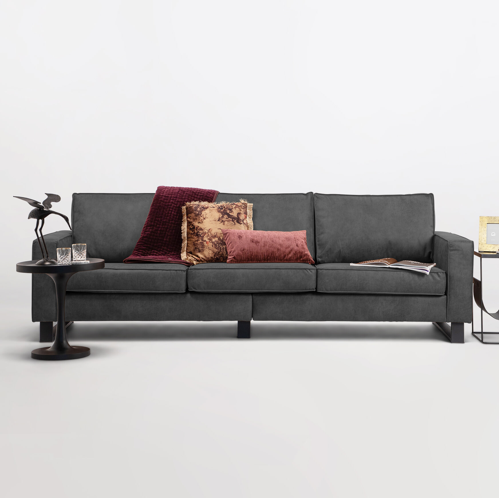 Sohome 5-zits Bank 'Mathew' Microleder, kleur antraciet