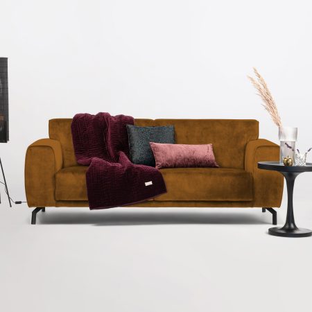 Sohome 3-zits Bank 'Jill' Velvet, kleur cognac