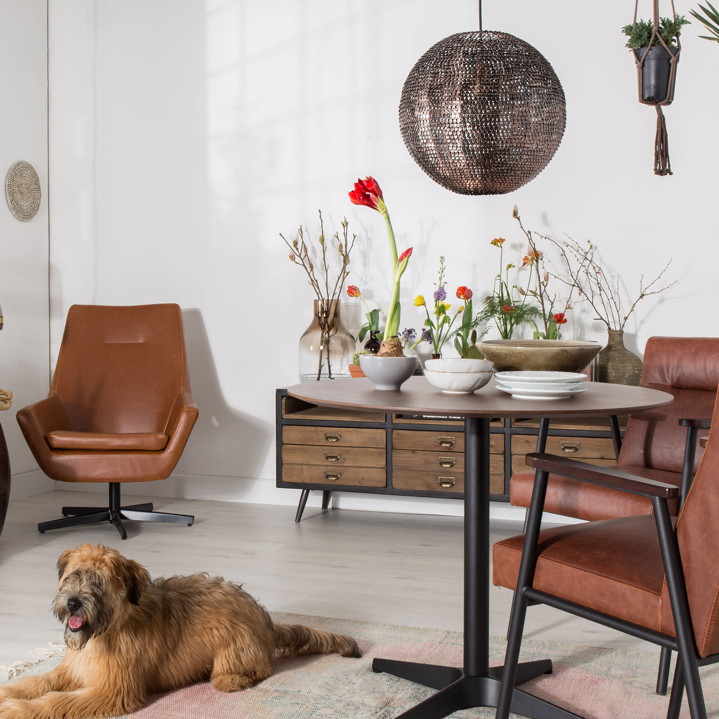 Dutchbone Hanglamp 'Cooper' Rond, 40cm