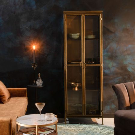 Dutchbone Vitrinekast 'Gertlush' Antique Brass, 184 x 63.5cm
