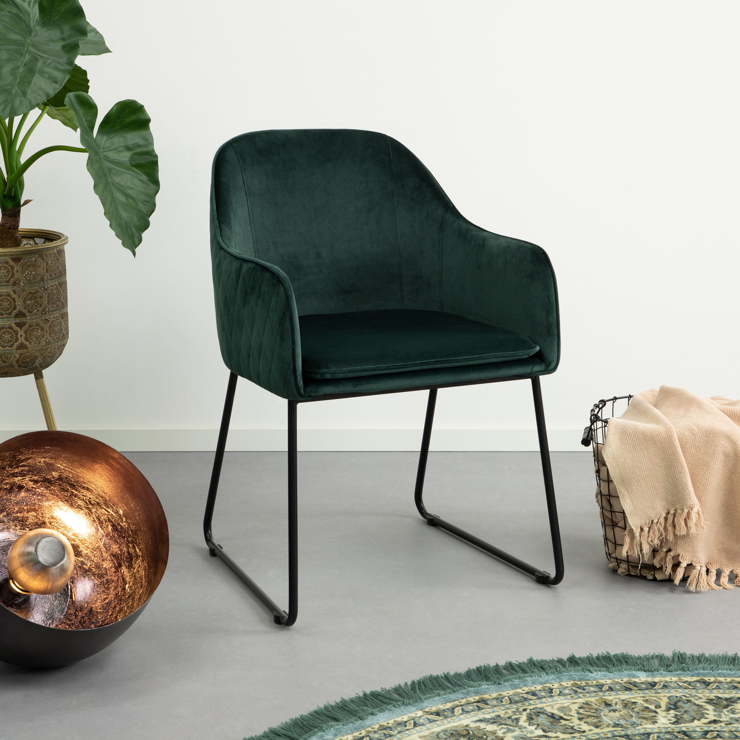 Sohome Eetkamerstoel 'Fien' Velvet, kleur Groen