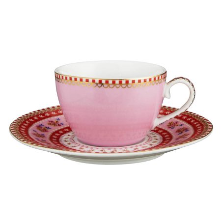 Espresso kop & schotel Streep Pink