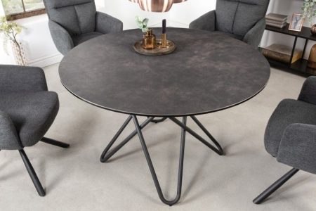 Ronde eettafel ELLIPSE 120cm antraciet keramische haarspeldpoten made in Italy - 41710