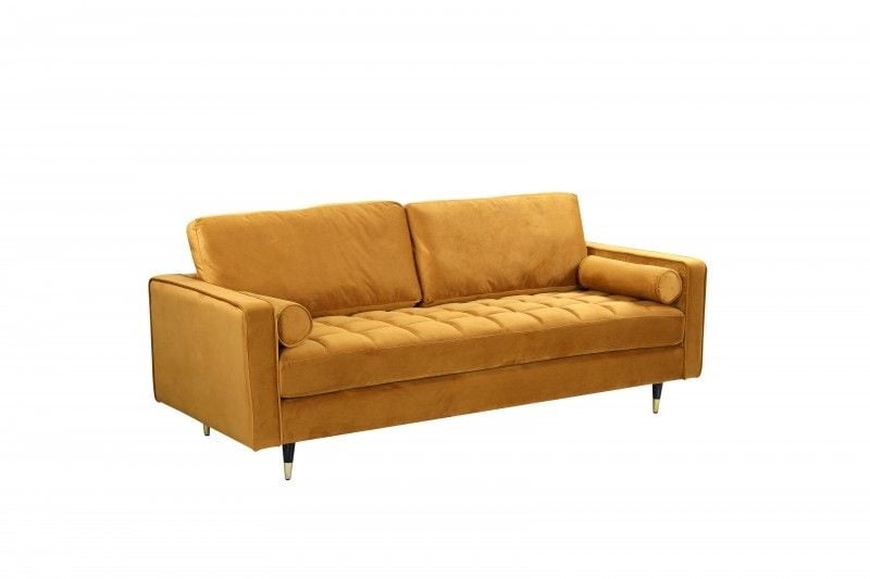 Design 3-zits loungebank COSY VELVET 220cm mosterdgeel fluwelen veerkern - 41072