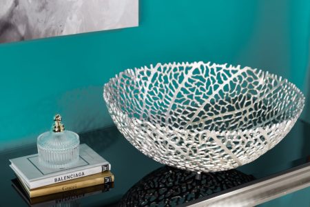 Filigraan design kom ABSTRACT BLAD 45cm zilver handgemaakt - 43191