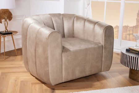 Draaibare design fauteuil BABYLON champagne fluwelen lounge cocktailstoel - 43529