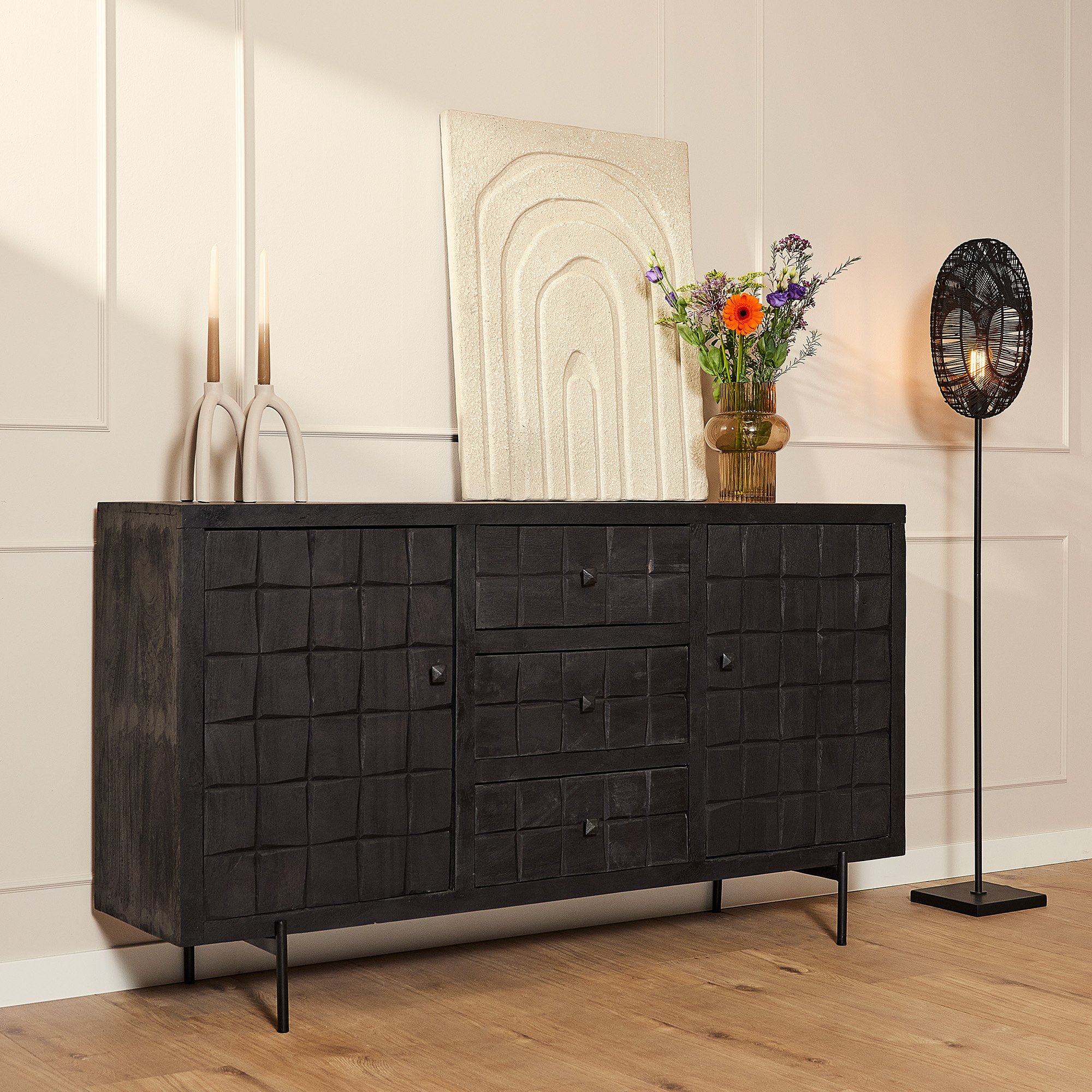 Dressoir Brandy Black | 160 cm-STF-1506