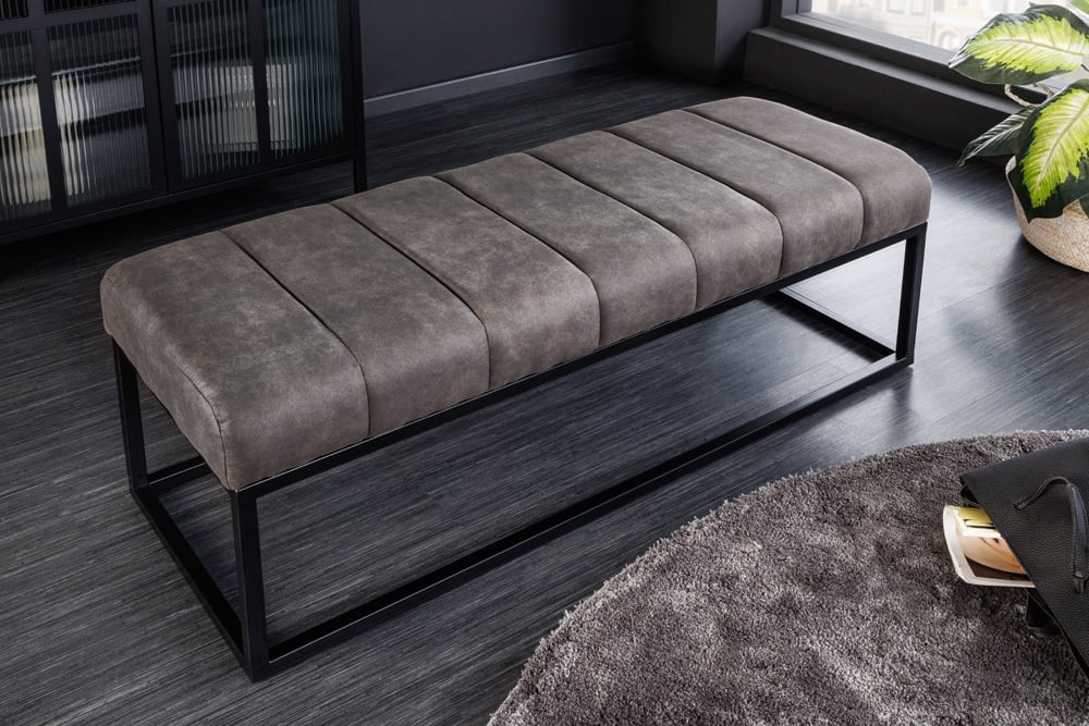 Design bank PETIT BEAUTE 110cm taupe zwart microvezel metalen frame - 41250