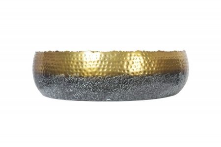 Handgemaakte decoratieve kom ORIENT 52cm goud met patina in klassiek gehamerd ontwerp - 41560