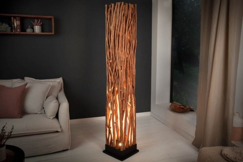 Handgemaakte vloerlamp NATURE ART 173cm gemaakt van massief longanhout - 40484