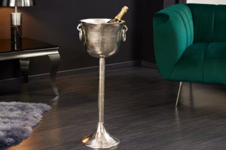 Decoratieve champagnekoeler CHAMPAGNE 80cm antiek zilveren handgemaakte metalen flessenkoeler - 41691