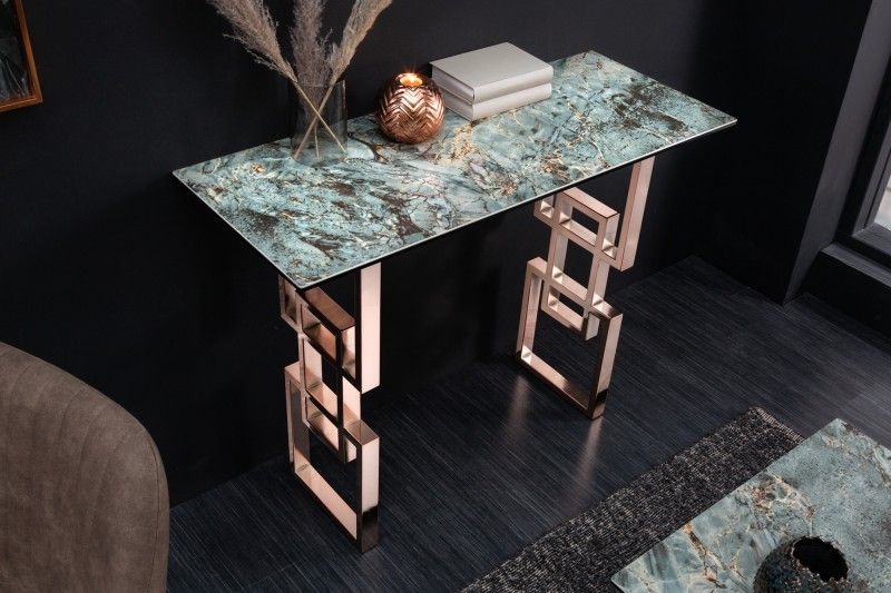Design consoletafel ATLANTIS 100cm turquoise keramiek gemaakt in Italie - 41749