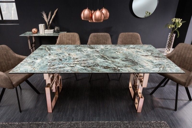 Design eettafel ATLANTIS 200cm turquoise keramiek gemaakt in Italie - 41748