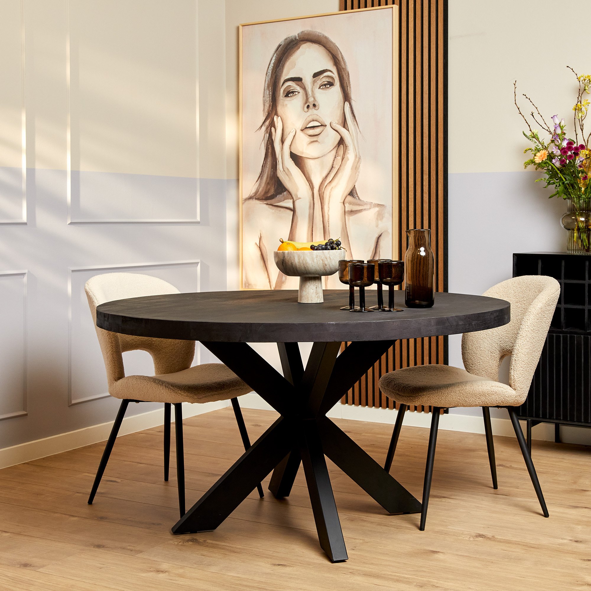 Eettafel Denver Black | 140 cm | Rond-STF-517