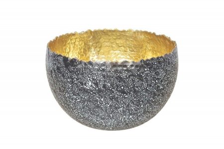 Handgemaakte decoratieve kom ORIENT 23cm goud met patina in klassiek gehamerd ontwerp - 41564