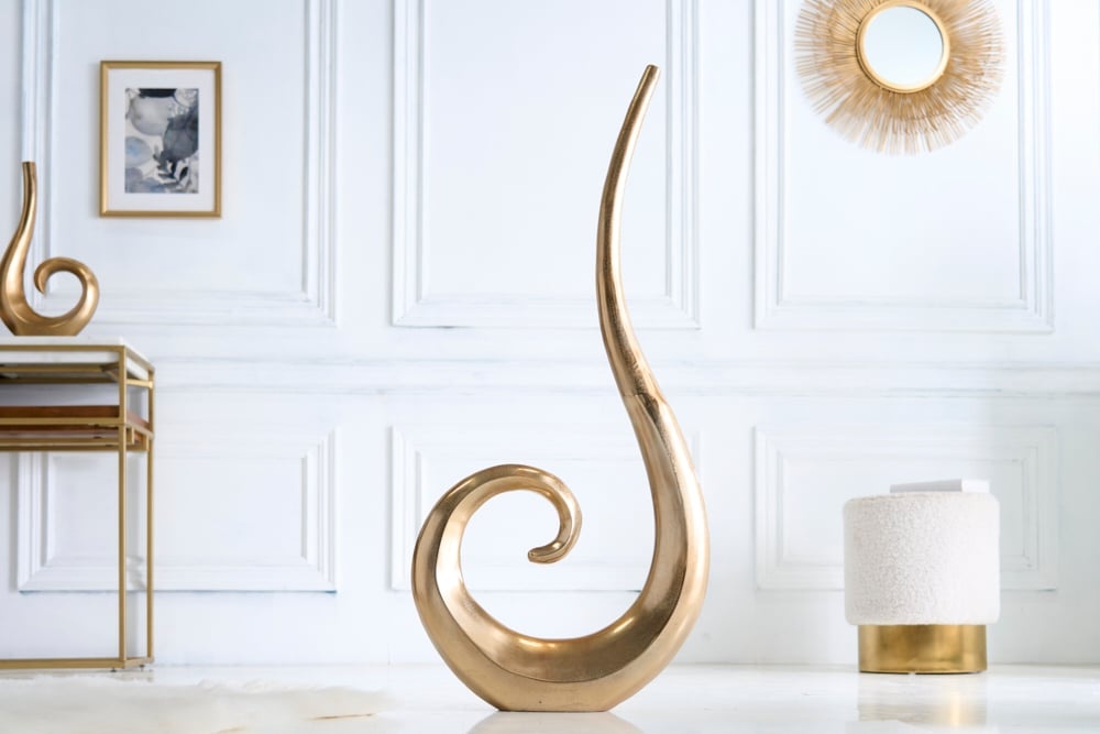 Moderne vaas WAVE XL 106cm goud aluminium gepolijst decoratie - 41566