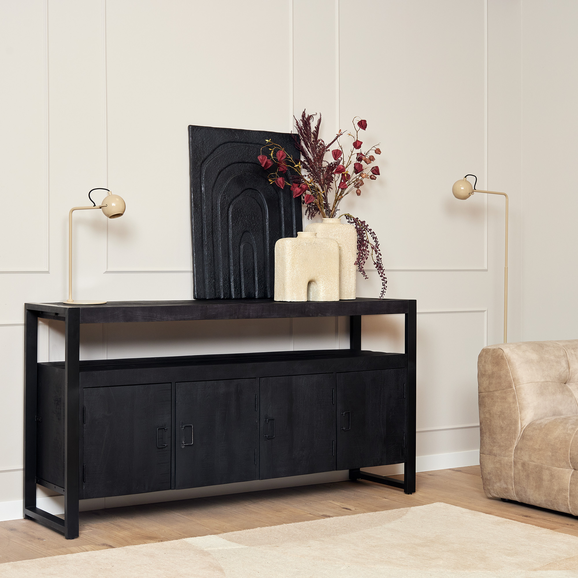 Dressoir Boaz Black | 175 cm-STF-817