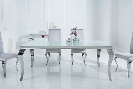 Eettafel Modern Barok 180cm wit zilver/ 37903