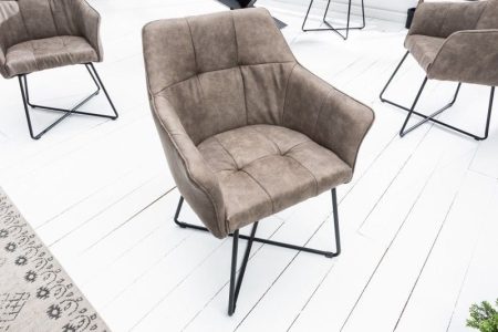 Exclusief design stoel LOFT microvezel vintage taupe met armleuning - 42475