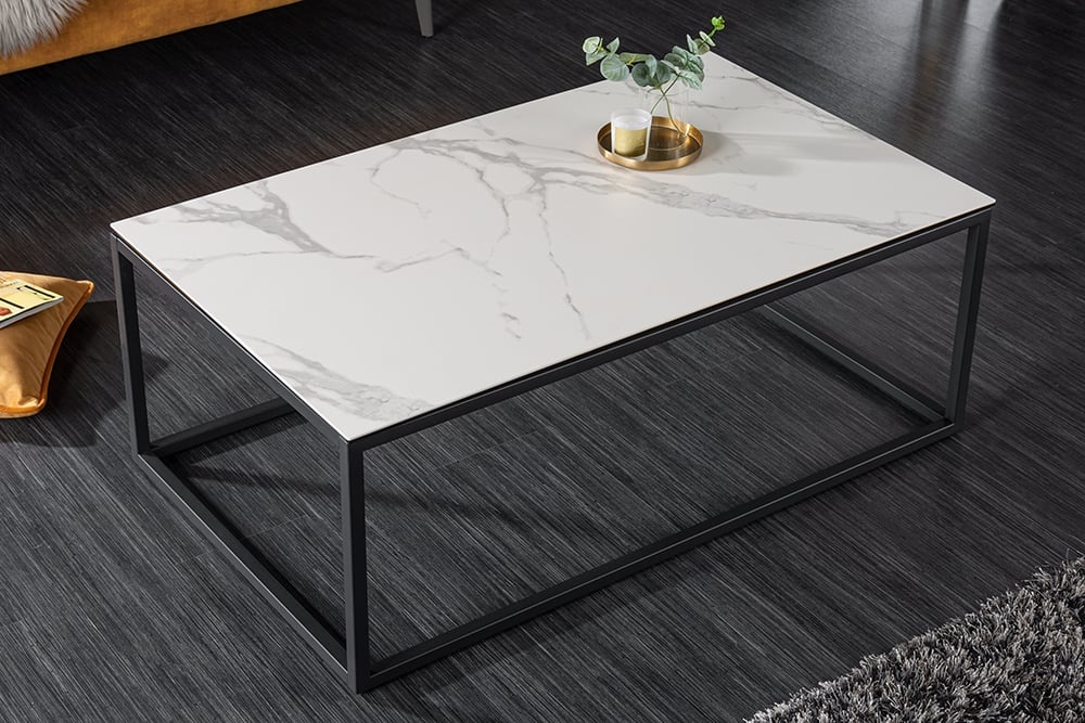 Design salontafel SYMBIOSE 100cm marmer wit keramiek gemaakt in Italie - 41089