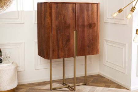 Design Dressoir GATSBY 125cm bruin mat goud Mangoholz Retro - 43335