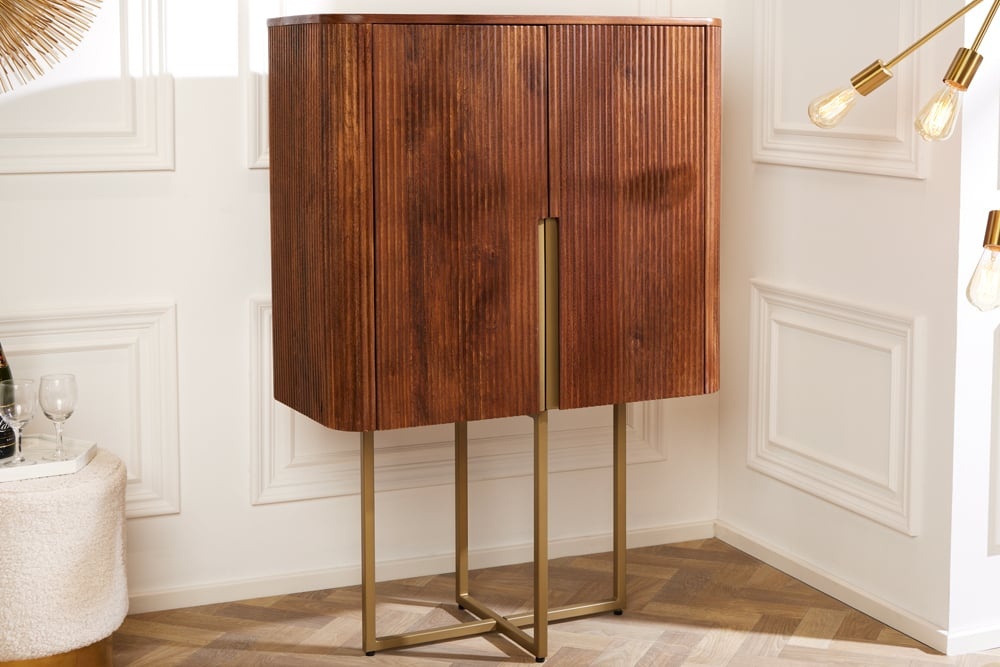 Design Dressoir GATSBY 125cm bruin mat goud Mangoholz Retro - 43335