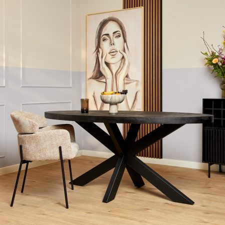 Eettafel Denver Black | 180 cm | Ovaal-STF-537