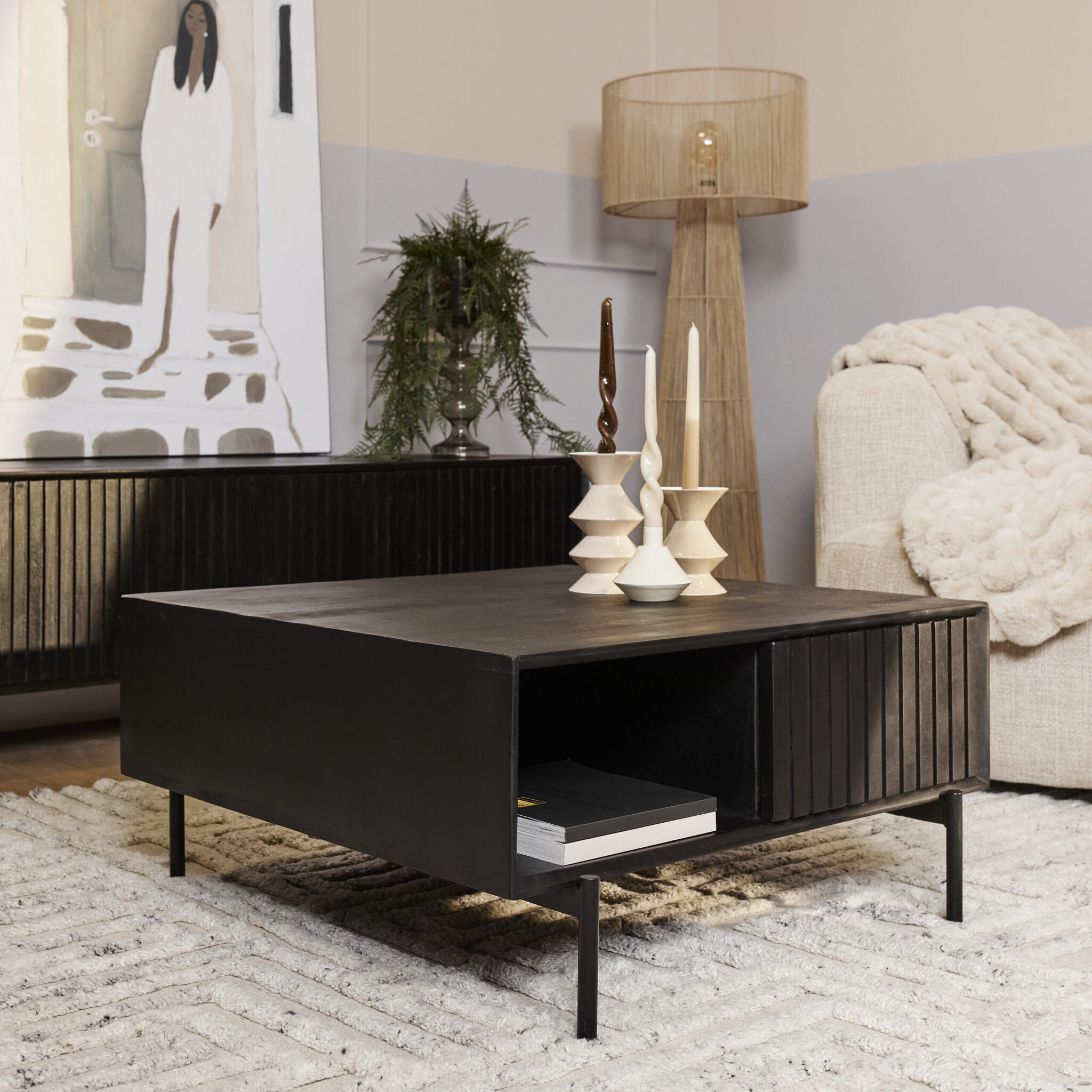 Salontafel Madison Black | 80 cm | Vierkant-STF-5753