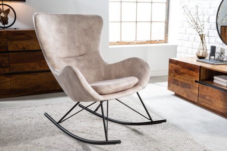 Design schommelstoel SCANDINAVIA SWING champagne grijs fluwelen schommelstoel - 43142