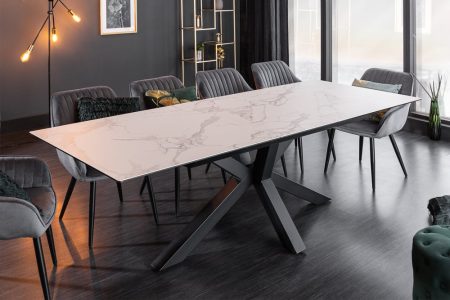 Uitschuifbare eettafel ETERNITY 180-25cm marmer wit keramiek gemaakt in Italie - 41218
