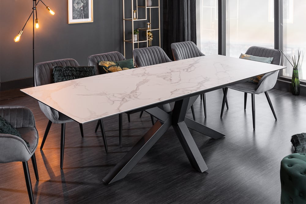 Uitschuifbare eettafel ETERNITY 180-25cm marmer wit keramiek gemaakt in Italie - 41218