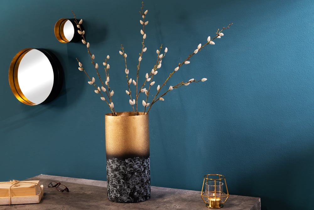 Decoratieve vaas ABSTRACT 30cm goud metaalpatina handgemaakt - 42241