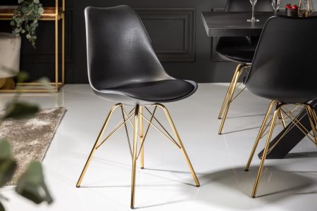 Design stoel SCANDINAVIA MEESTERSTUK zwart gouden poten - 41699