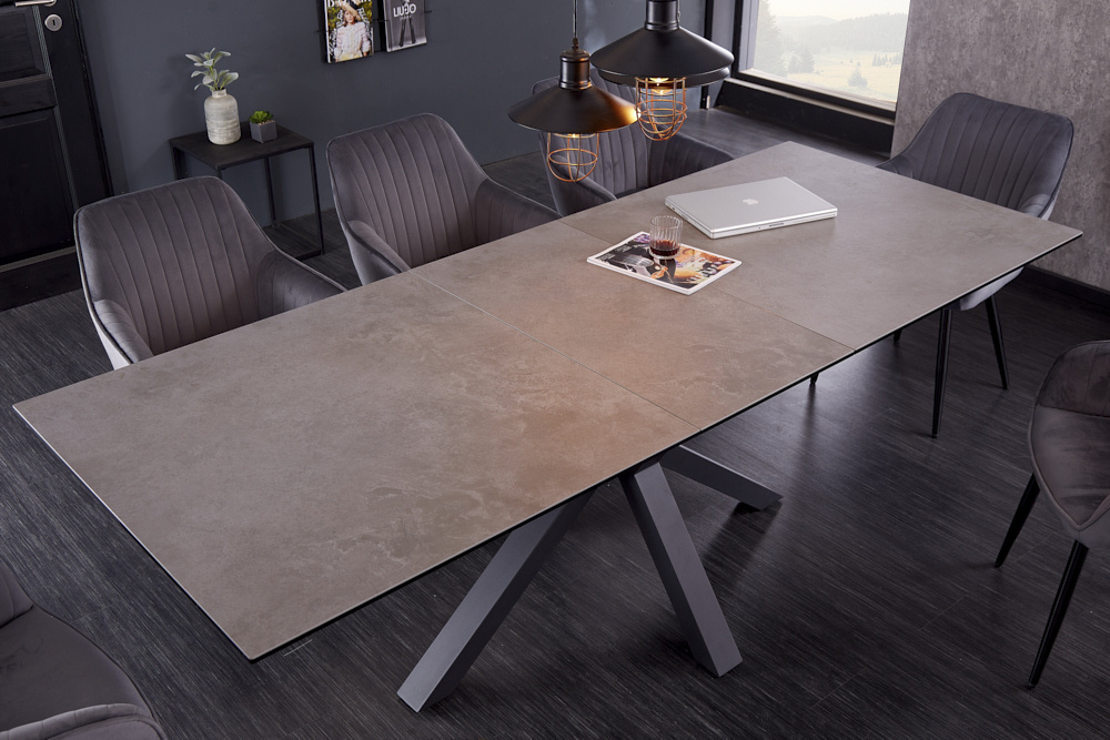 Uitschuifbare design eettafel ETERNITY 180-225cm betonkeramiek gemaakt in Italie - 41091