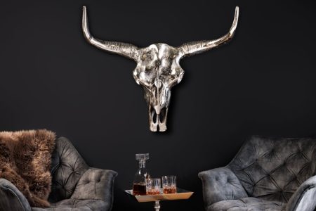 Design schedel MATADOR 70cm zilver aluminium wanddecoratie - 19009
